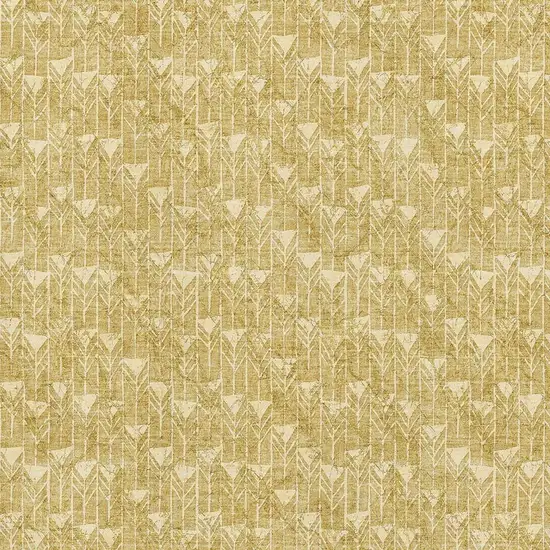 Gold And Ivory Geometric Washable Area Rug With UV Protection Photo 3