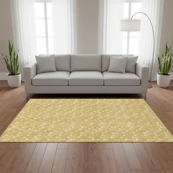 Gold And Ivory Geometric Washable Area Rug With UV Protection Photo 1