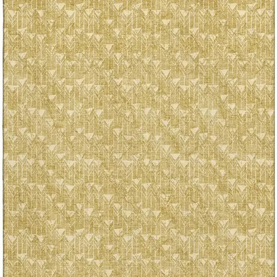 Gold And Ivory Geometric Washable Area Rug With UV Protection Photo 3