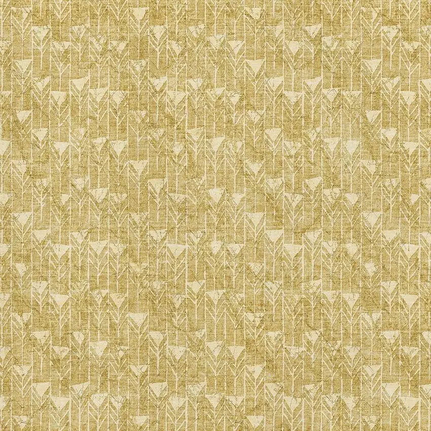 Gold And Ivory Geometric Washable Area Rug With UV Protection Photo 3