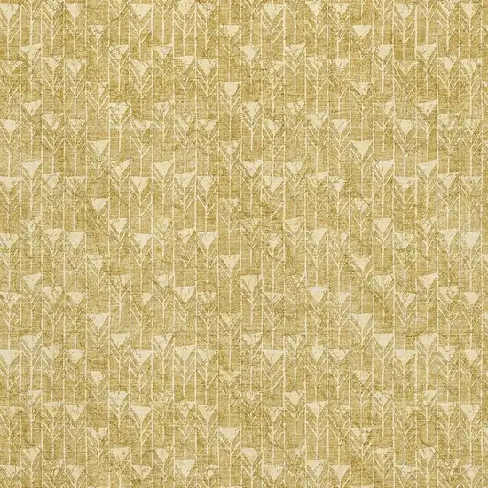 Gold And Ivory Geometric Washable Area Rug With UV Protection Photo 3