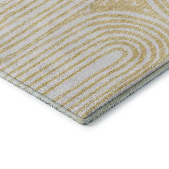 Gold And Ivory Geometric Distressed Washable Area Rug With UV Protection Photo 8