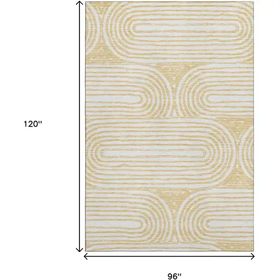 Gold And Ivory Geometric Washable Area Rug With UV Protection Photo 3