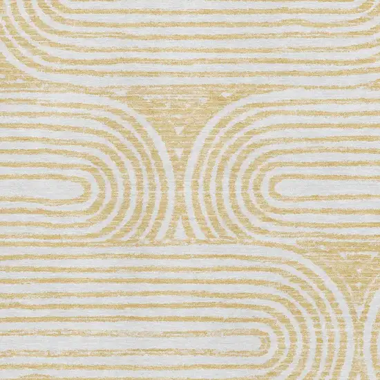 Gold And Ivory Geometric Washable Area Rug With UV Protection Photo 3