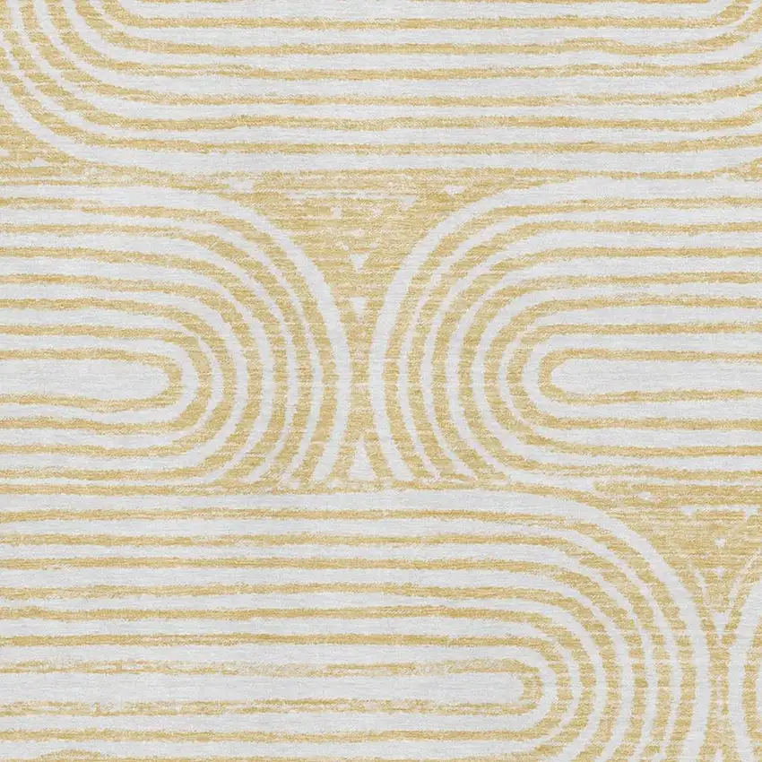 Gold And Ivory Geometric Washable Area Rug With UV Protection Photo 3