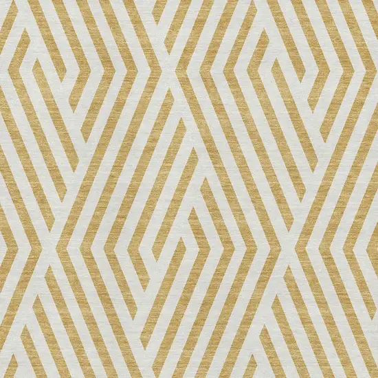 Gold And Ivory Geometric Washable Area Rug With UV Protection Photo 3