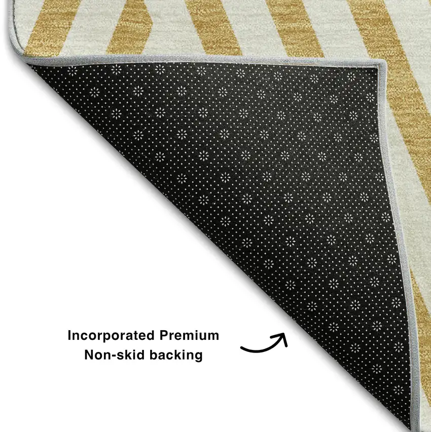Gold And Ivory Geometric Washable Area Rug With UV Protection Photo 8