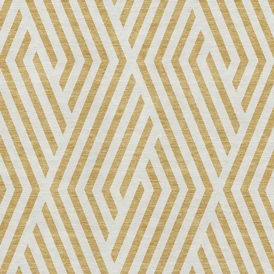 Gold And Ivory Geometric Washable Area Rug With UV Protection Photo 3