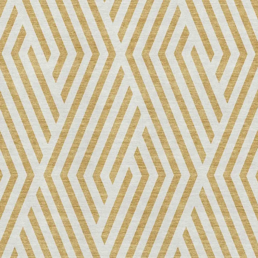 Gold And Ivory Geometric Washable Area Rug With UV Protection Photo 3