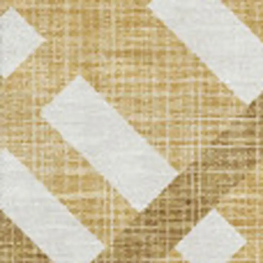 Gold And Ivory Geometric Washable Area Rug With UV Protection Photo 2