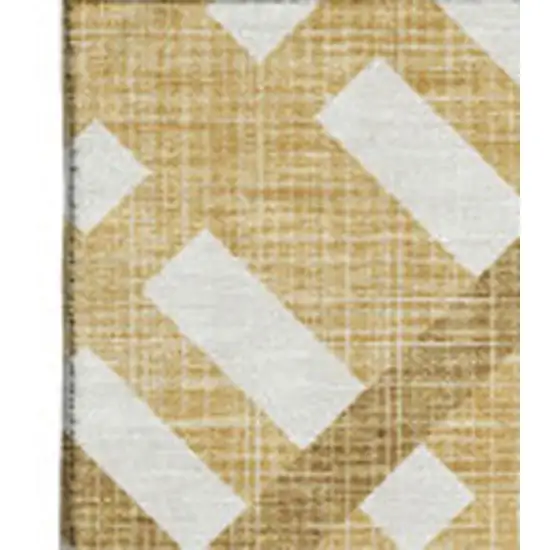 Gold And Ivory Geometric Washable Area Rug With UV Protection Photo 3