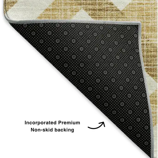 Gold And Ivory Geometric Washable Area Rug With UV Protection Photo 6