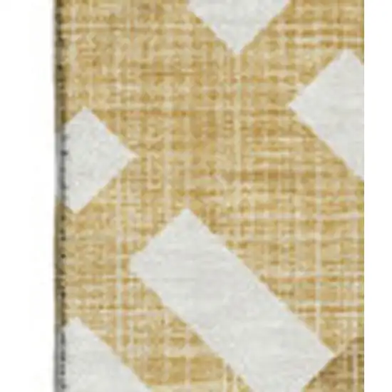 Gold And Ivory Geometric Washable Area Rug With UV Protection Photo 2