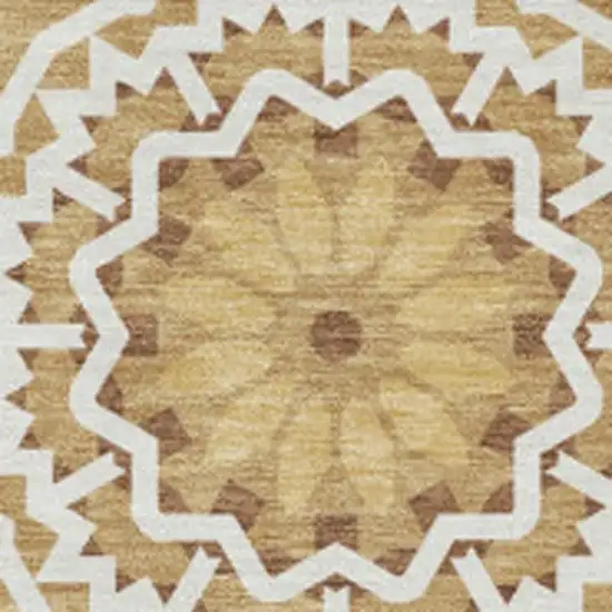 Gold And Ivory Geometric Washable Area Rug With UV Protection Photo 5