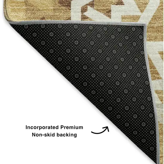 Gold And Ivory Geometric Washable Area Rug With UV Protection Photo 8