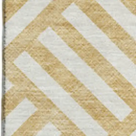 Gold And Ivory Geometric Washable Area Rug With UV Protection Photo 3
