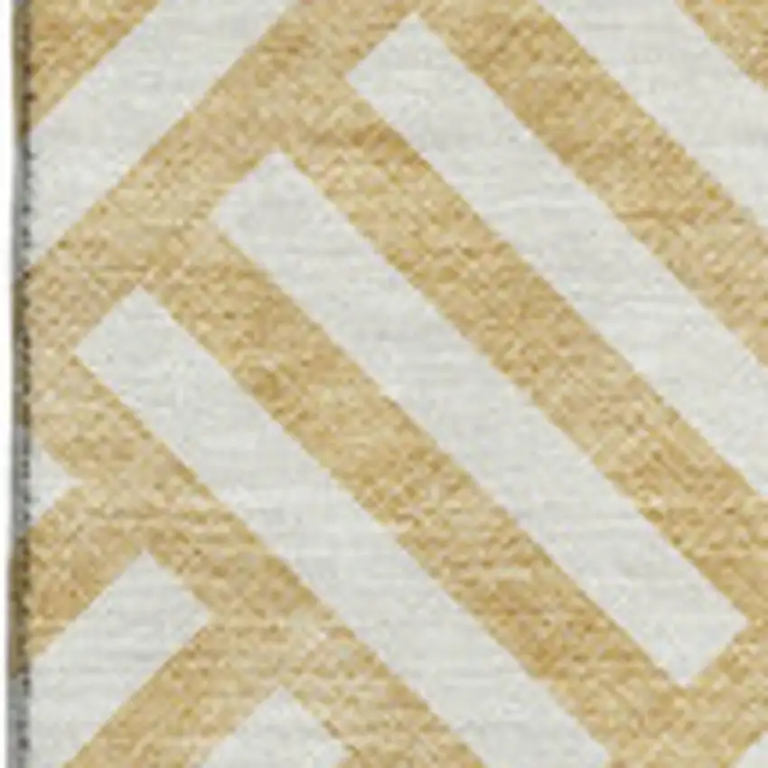 Gold And Ivory Geometric Washable Area Rug With UV Protection Photo 3