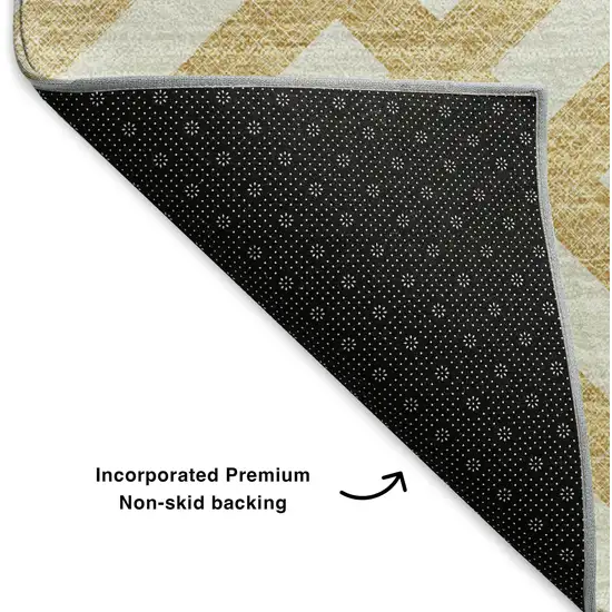 Gold And Ivory Geometric Washable Area Rug With UV Protection Photo 7