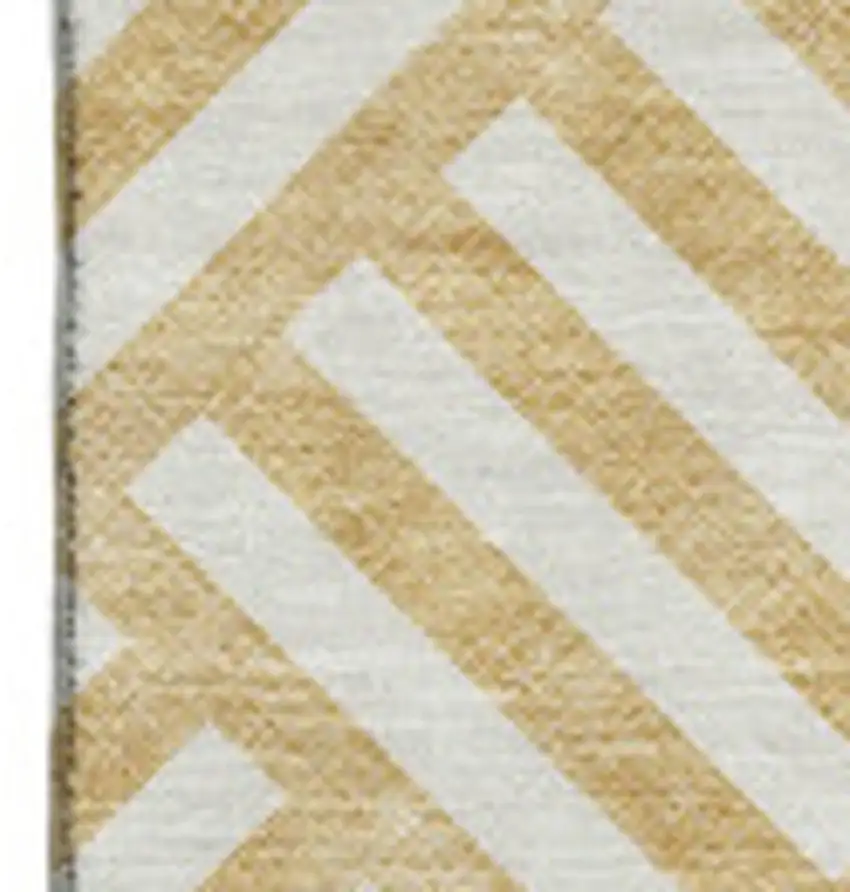Gold And Ivory Geometric Washable Area Rug With UV Protection Photo 3