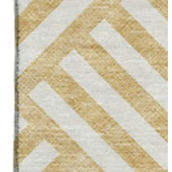 Gold And Ivory Geometric Washable Area Rug With UV Protection Photo 3