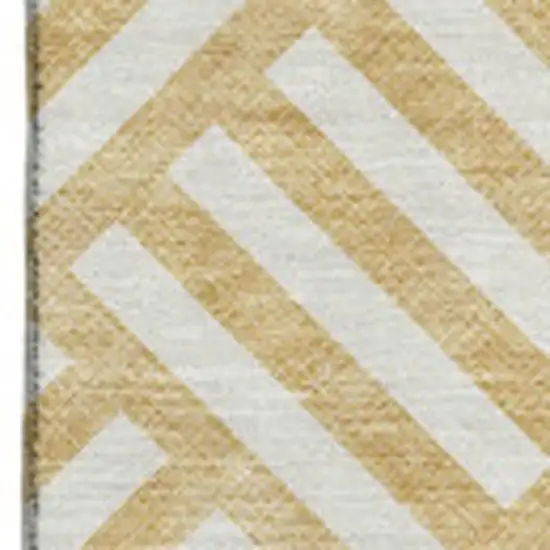 Gold And Ivory Geometric Washable Area Rug With UV Protection Photo 7