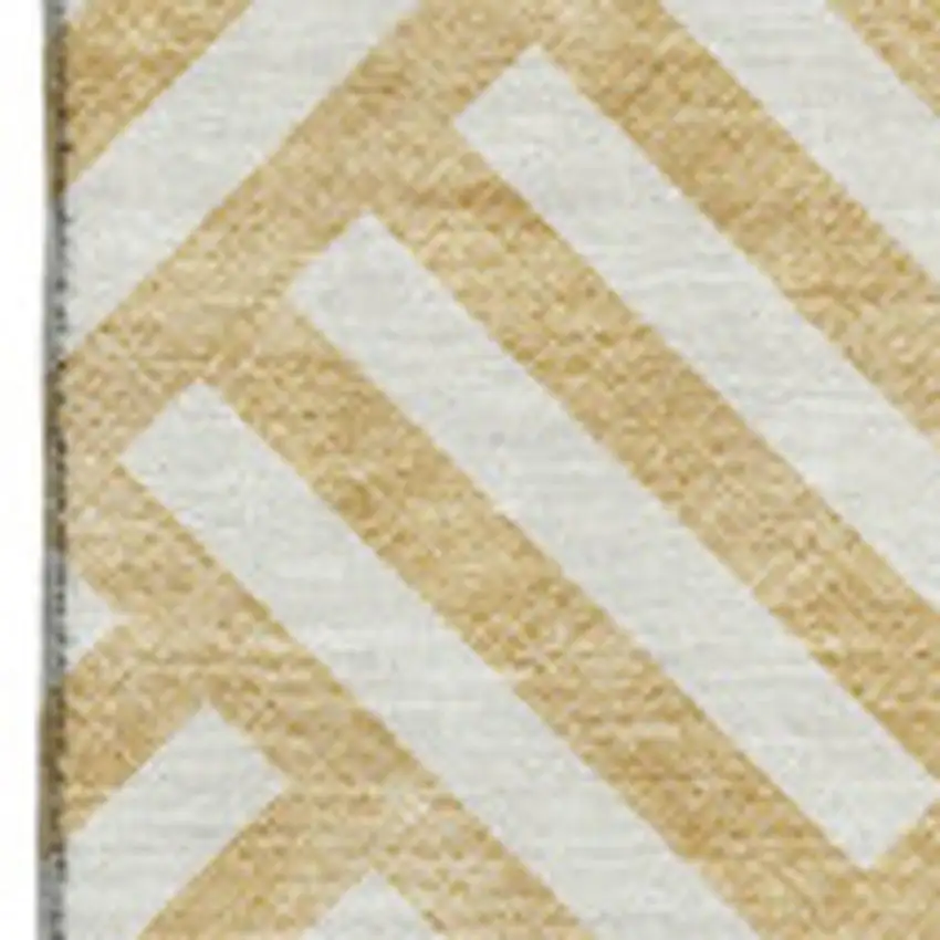 Gold And Ivory Geometric Washable Area Rug With UV Protection Photo 7