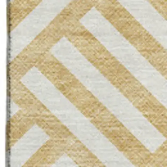 Gold And Ivory Geometric Washable Area Rug With UV Protection Photo 3