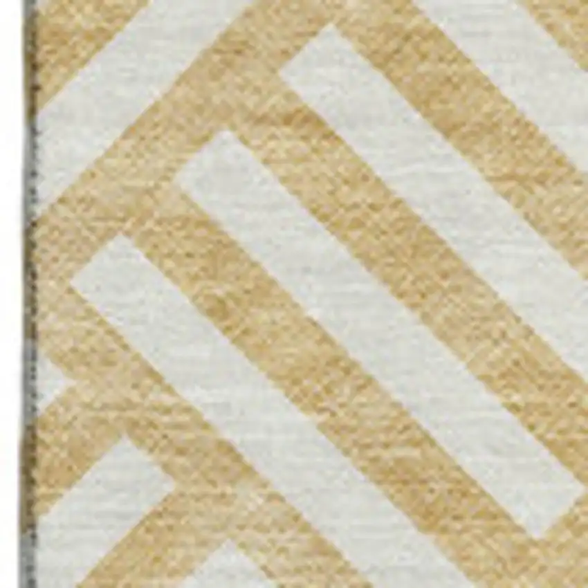 Gold And Ivory Geometric Washable Area Rug With UV Protection Photo 3