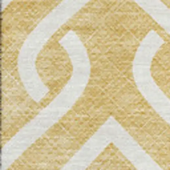 Gold And Ivory Geometric Washable Area Rug With UV Protection Photo 3
