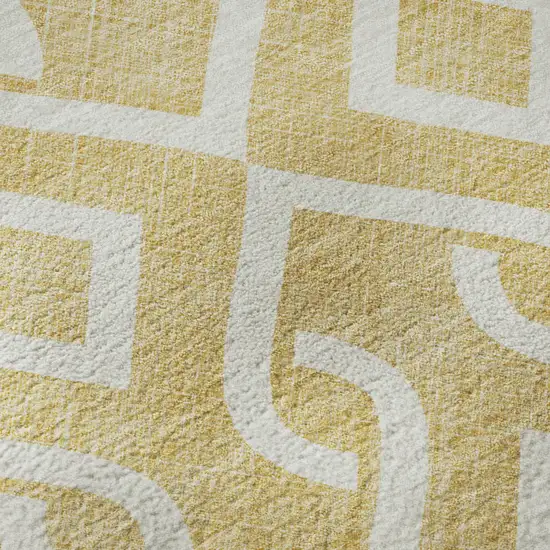 Gold And Ivory Geometric Washable Area Rug With UV Protection Photo 9