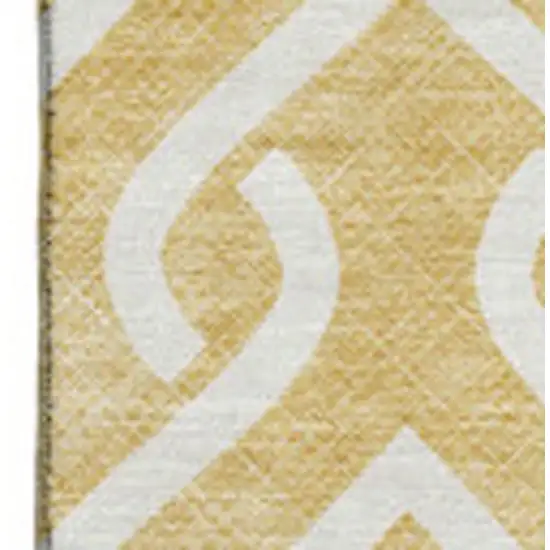 Gold And Ivory Geometric Washable Area Rug With UV Protection Photo 3
