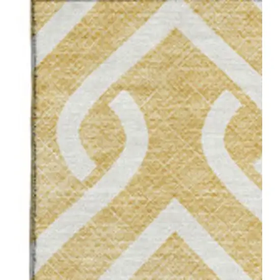 Gold And Ivory Geometric Washable Area Rug With UV Protection Photo 4