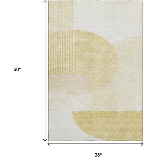 Gold And Ivory Geometric Washable Area Rug With UV Protection Photo 7