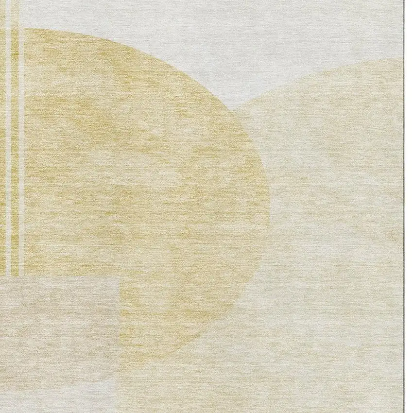 Gold And Ivory Geometric Washable Area Rug With UV Protection Photo 8