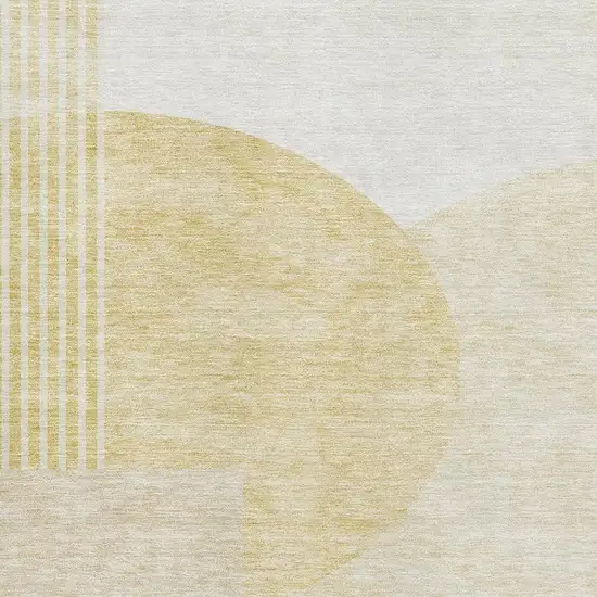 Gold And Ivory Geometric Washable Area Rug With UV Protection Photo 3
