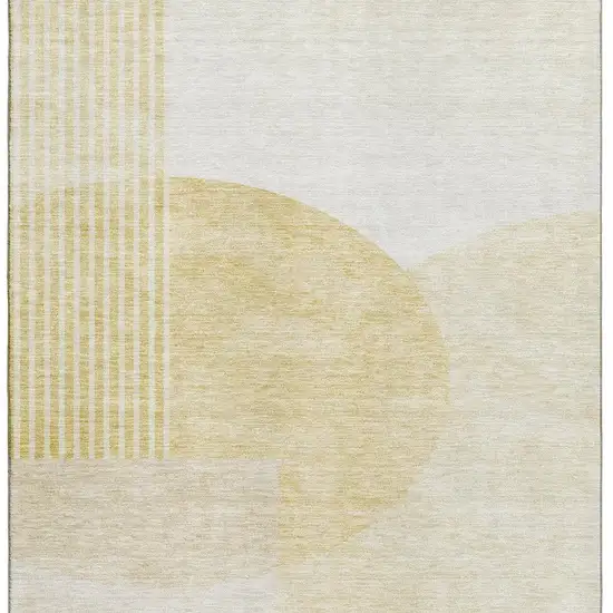 Gold And Ivory Geometric Washable Area Rug With UV Protection Photo 9