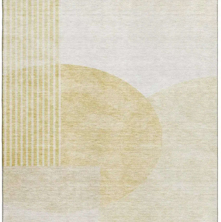 Gold And Ivory Geometric Washable Area Rug With UV Protection Photo 9