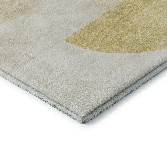 Gold And Ivory Geometric Washable Area Rug With UV Protection Photo 8