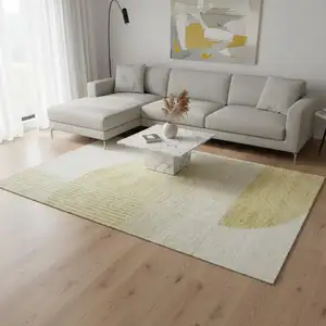 Photo of Gold And Ivory Geometric Washable Area Rug With UV Protection