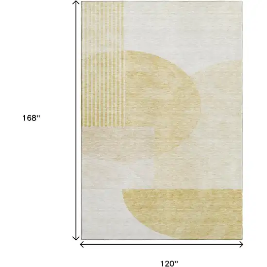 Gold And Ivory Geometric Washable Area Rug With UV Protection Photo 4