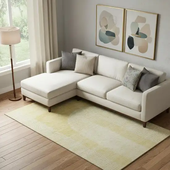 Gold And Ivory Geometric Washable Area Rug With UV Protection Photo 1