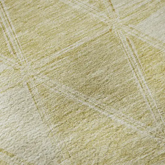 Gold And Ivory Geometric Washable Area Rug With UV Protection Photo 3