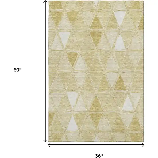 Gold And Ivory Geometric Washable Area Rug With UV Protection Photo 3