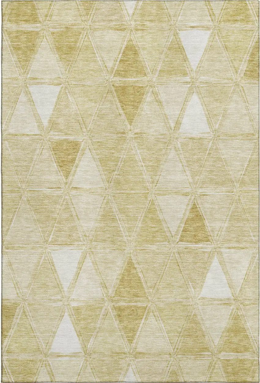 Gold And Ivory Geometric Washable Area Rug With UV Protection Photo 2