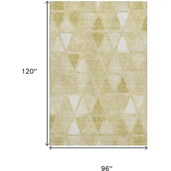 Gold And Ivory Geometric Washable Area Rug With UV Protection Photo 3