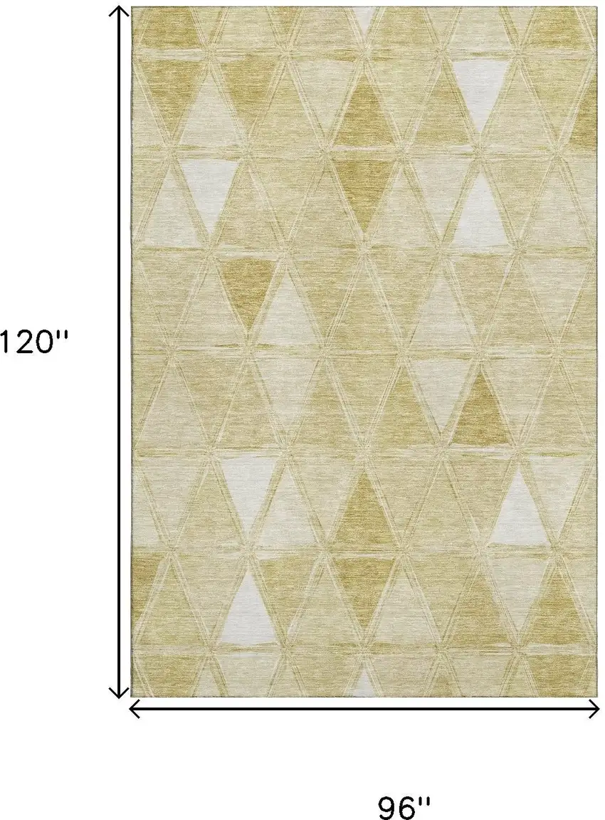 Gold And Ivory Geometric Washable Area Rug With UV Protection Photo 3