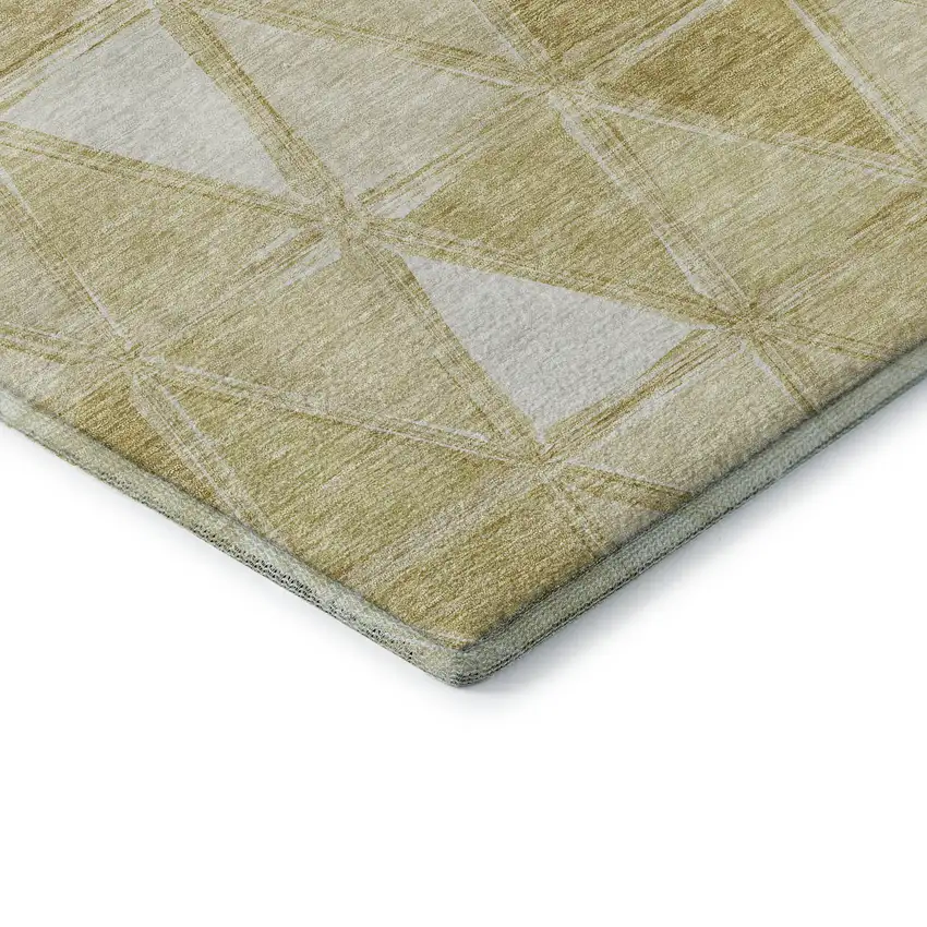 Gold And Ivory Geometric Washable Area Rug With UV Protection Photo 7