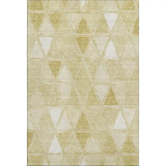 Gold And Ivory Geometric Washable Area Rug With UV Protection Photo 2