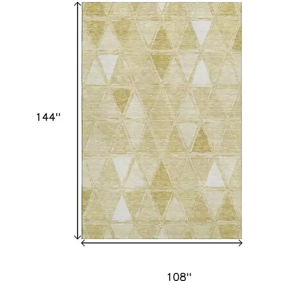 Gold And Ivory Geometric Washable Area Rug With UV Protection Photo 3