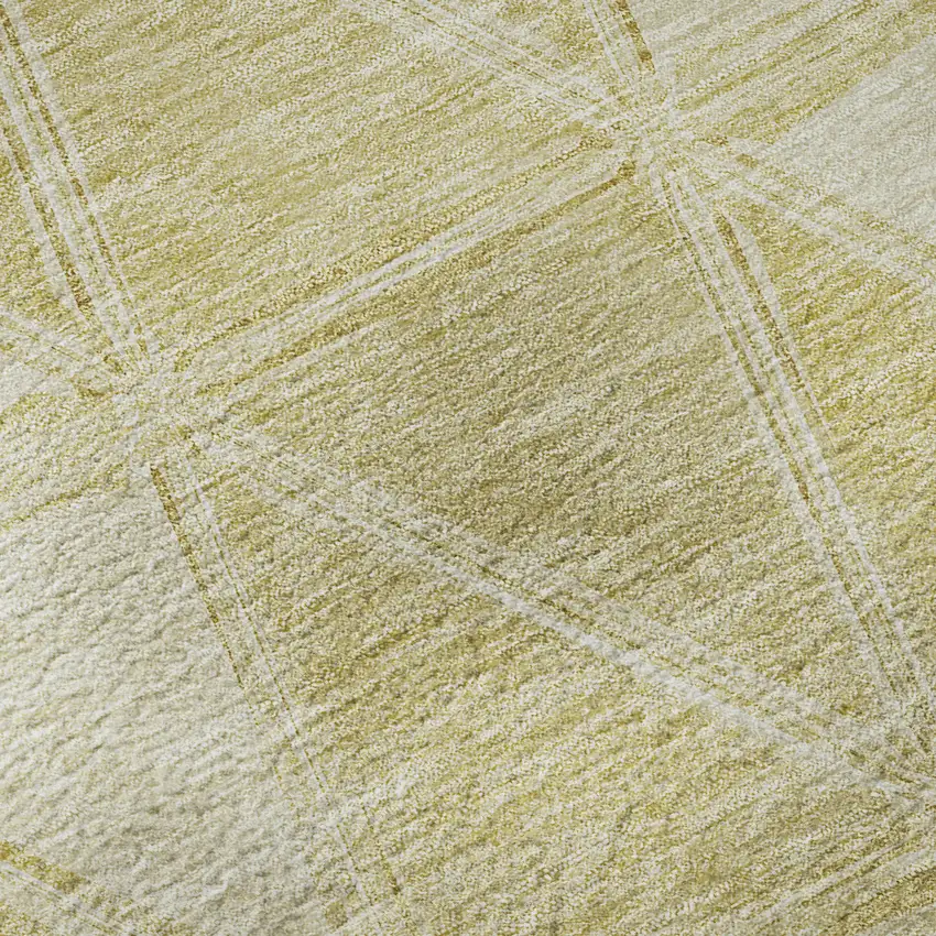 Gold And Ivory Geometric Washable Area Rug With UV Protection Photo 9